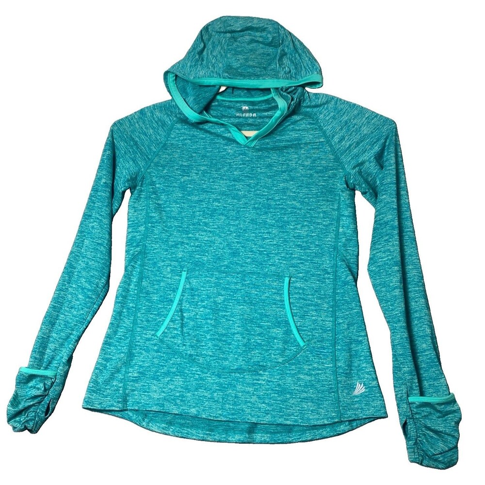 Free 2 B By Free Country Women Sweatshirt Sz S Green Hoodie Long Sleeve Pullover